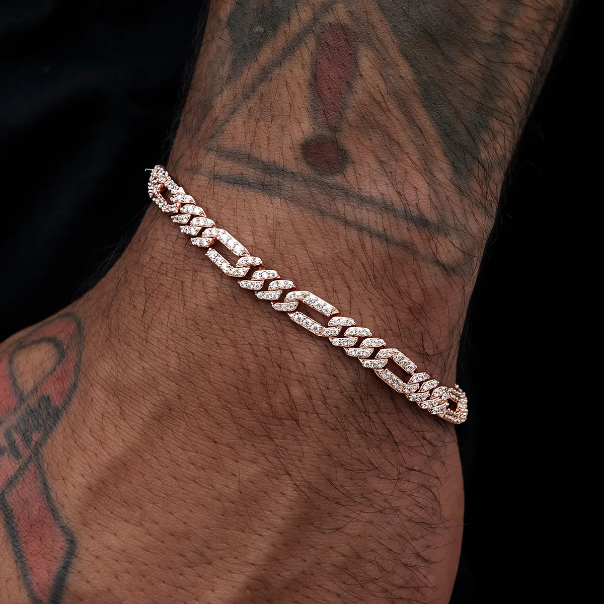 Iced Figaro Cuban Link Bracelet
