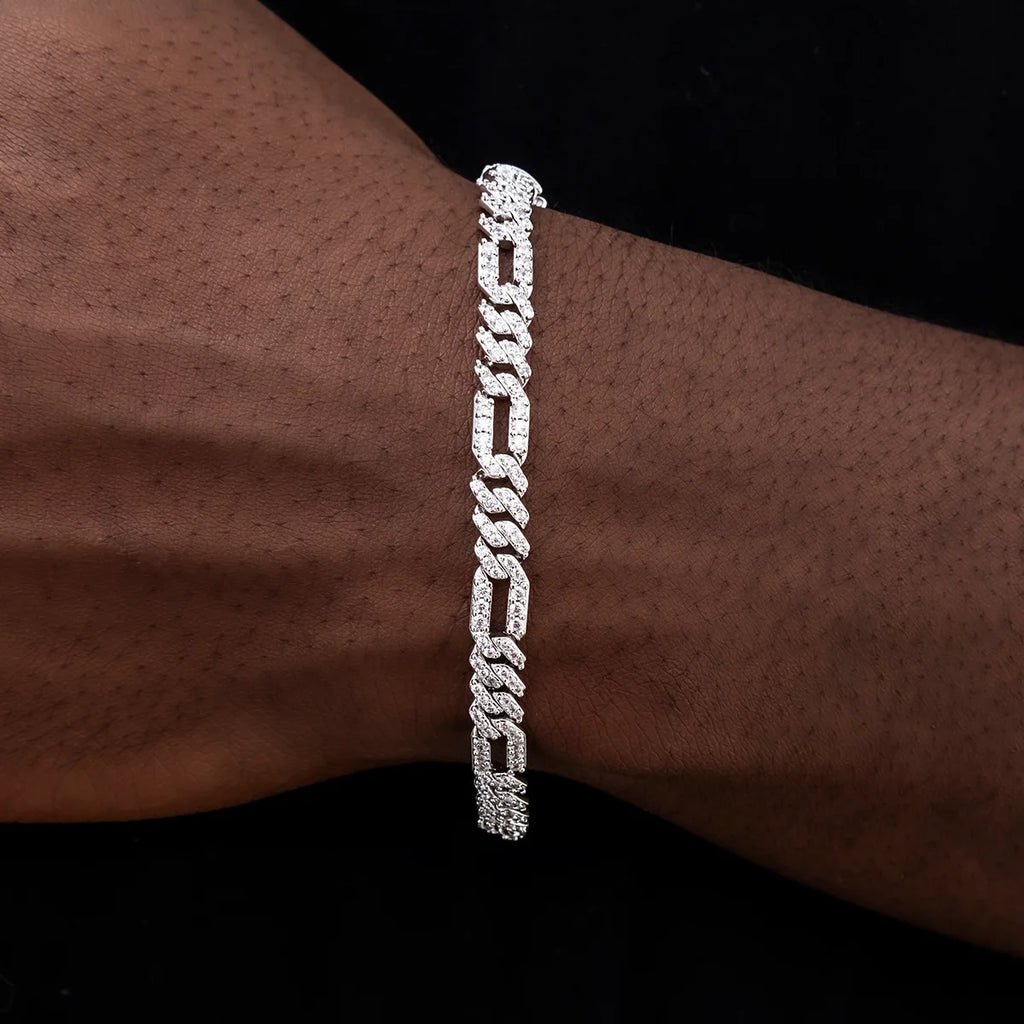 Iced Figaro Cuban Link Bracelet