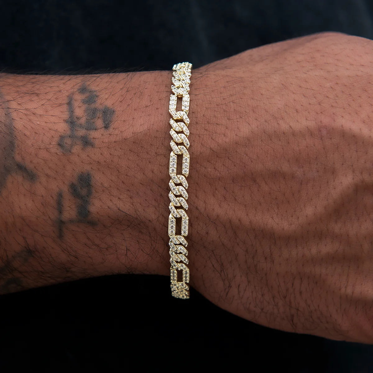 Iced Figaro Cuban Link Bracelet