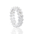Iced Cuban Band Ring | White Gold & Classic Gold