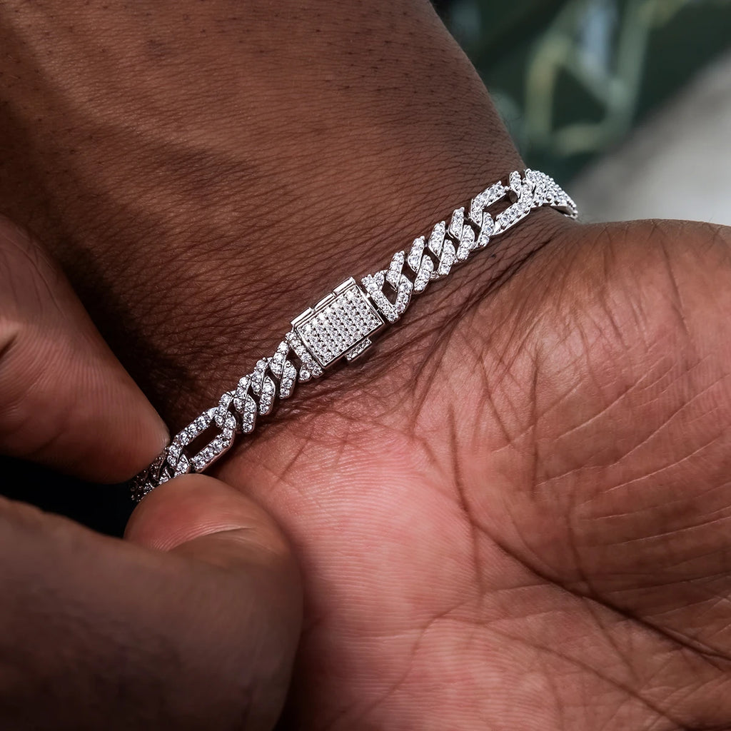 Iced Figaro Cuban Link Bracelet