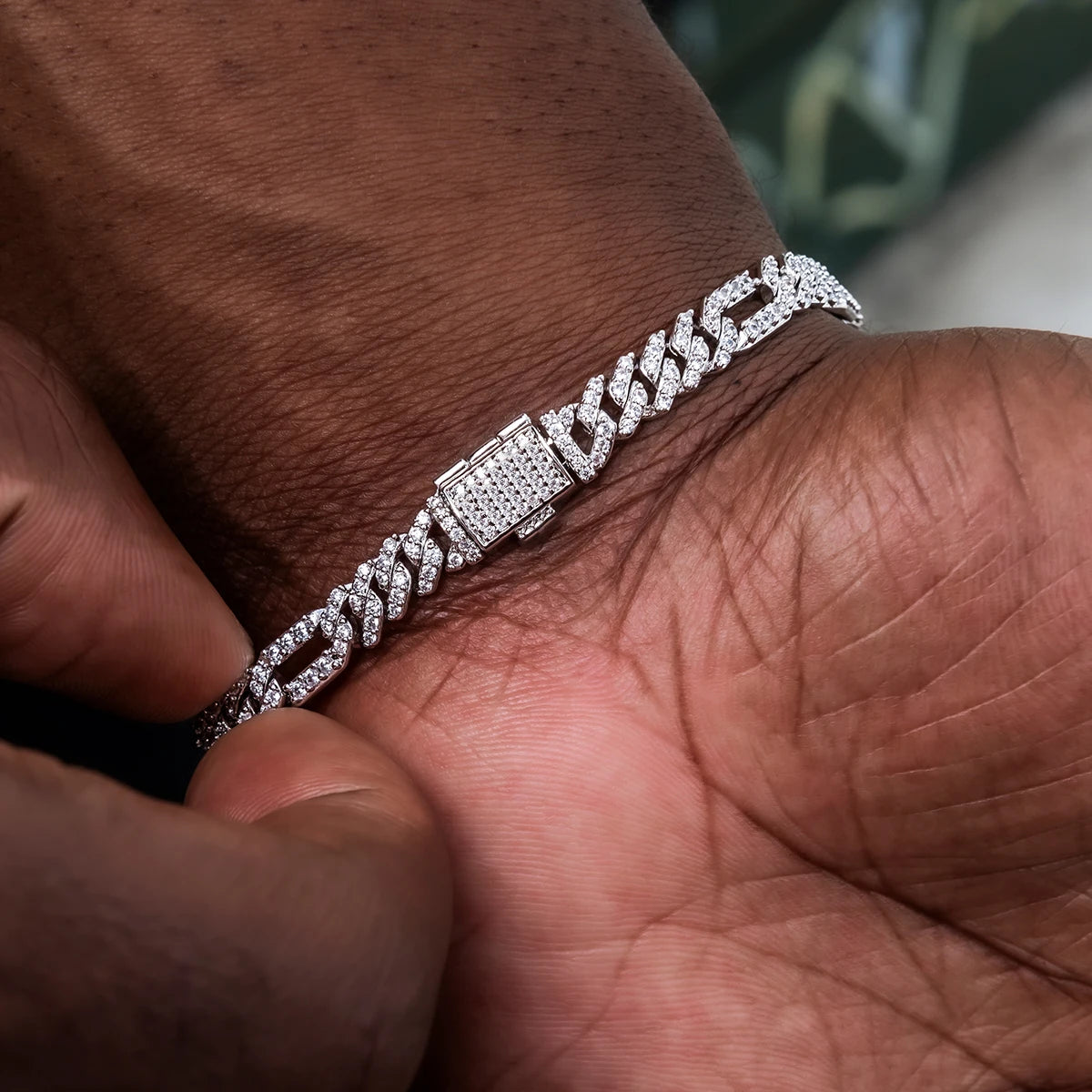 Iced Figaro Cuban Link Bracelet