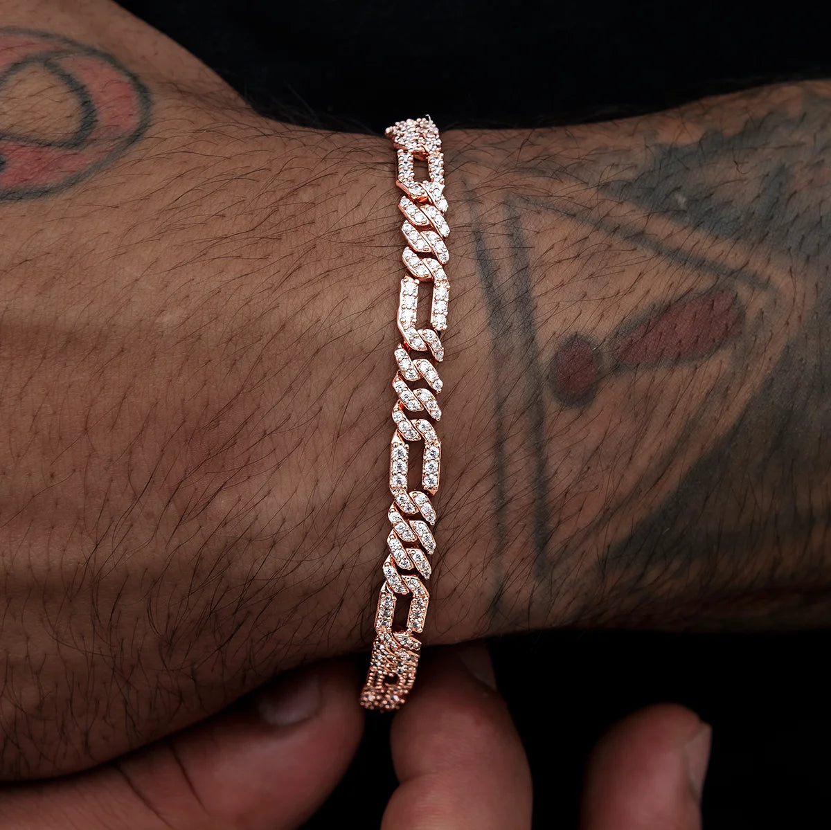 Iced Figaro Cuban Link Bracelet