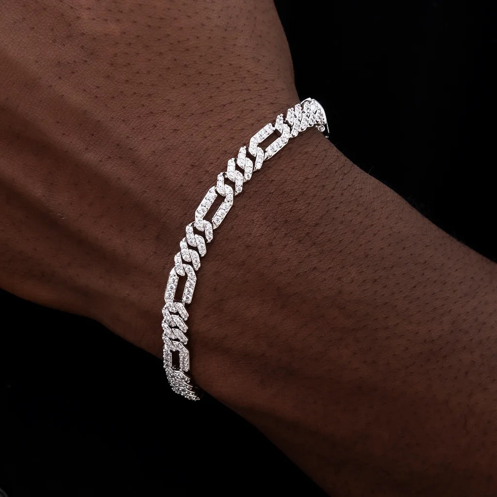Iced Figaro Cuban Link Bracelet