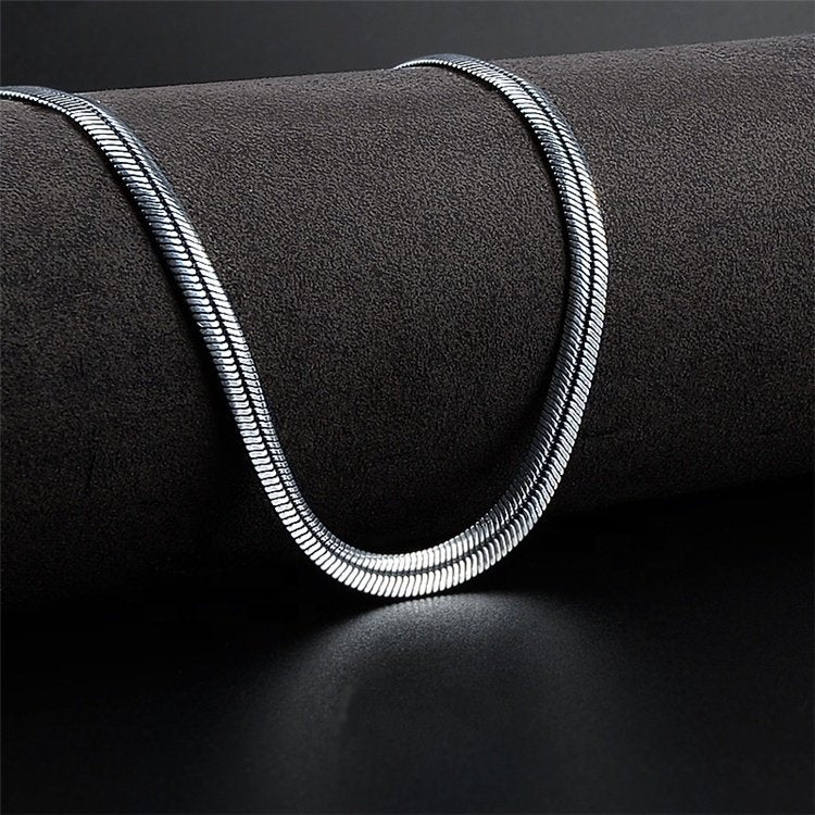 925 Sterling Silver Flat Snake Chain Necklace