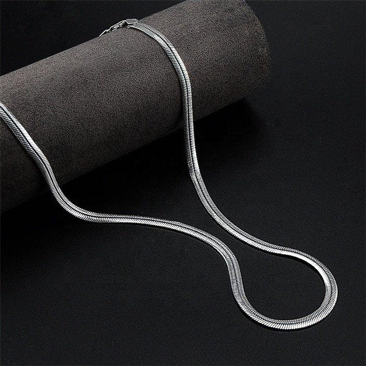925 Sterling Silver Flat Snake Chain Necklace